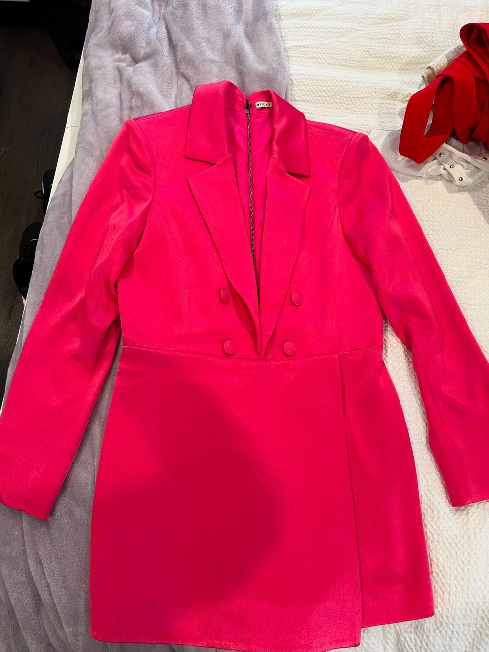 Alice + Olivia Vibrant Hot Pink Blazer Dress/Romper - Picture 2 of 5